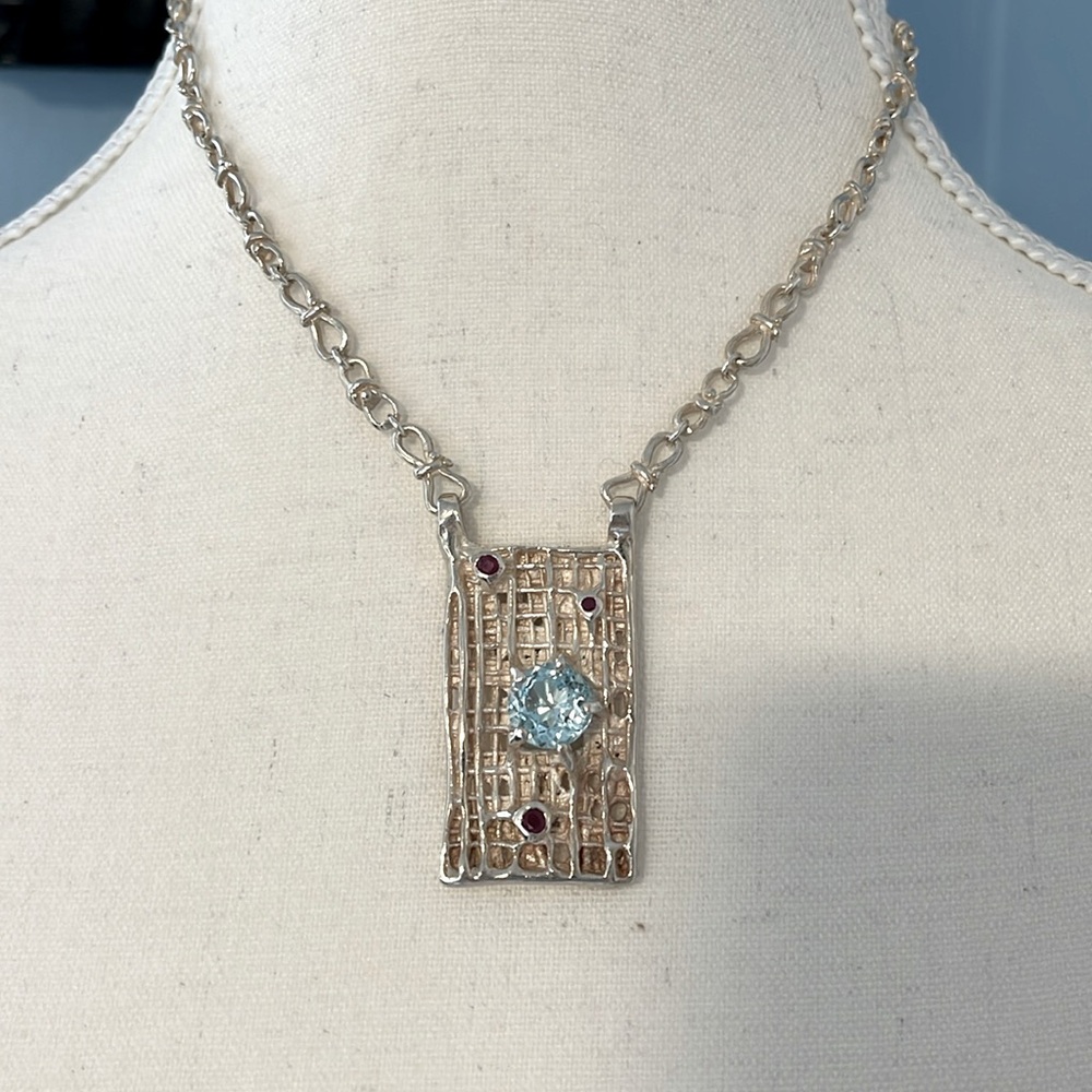 Sterling Silver Blue Topaz One-of-kind Necklace